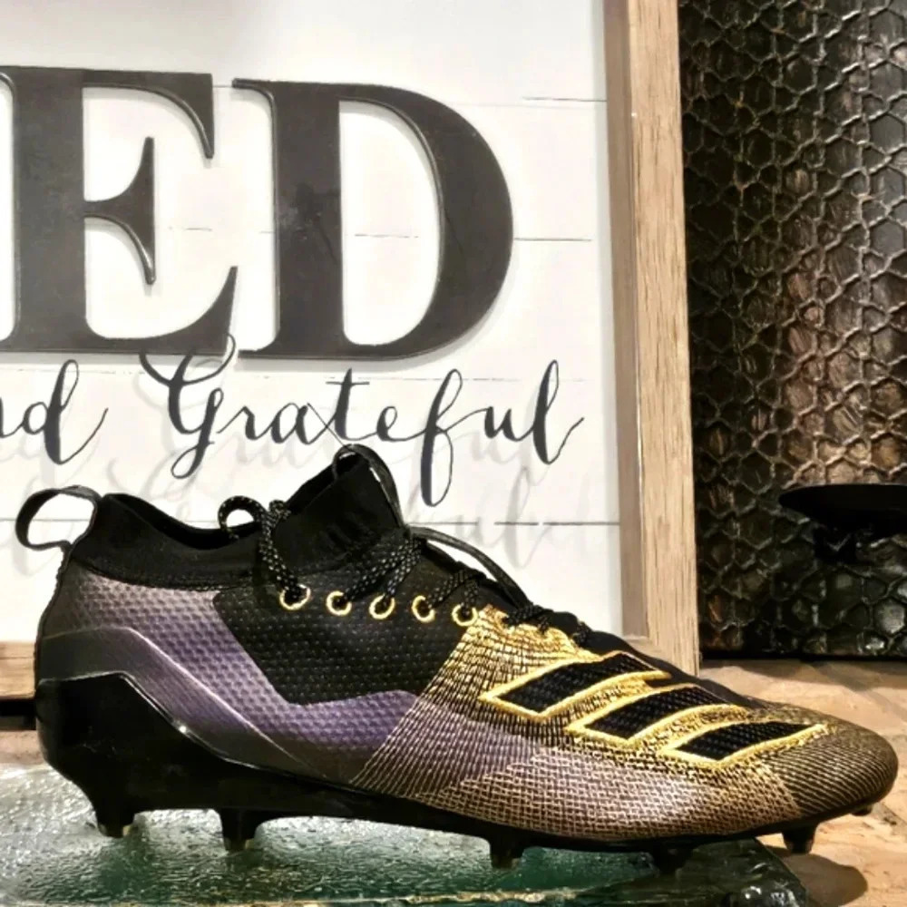 Adidas Men's Adizero 8.0 Burner Football Cleats Black Gold Purple Mens Sz 13